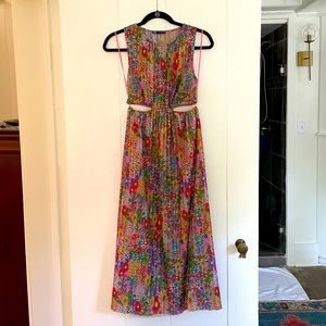 Midi floral dress with cut outs